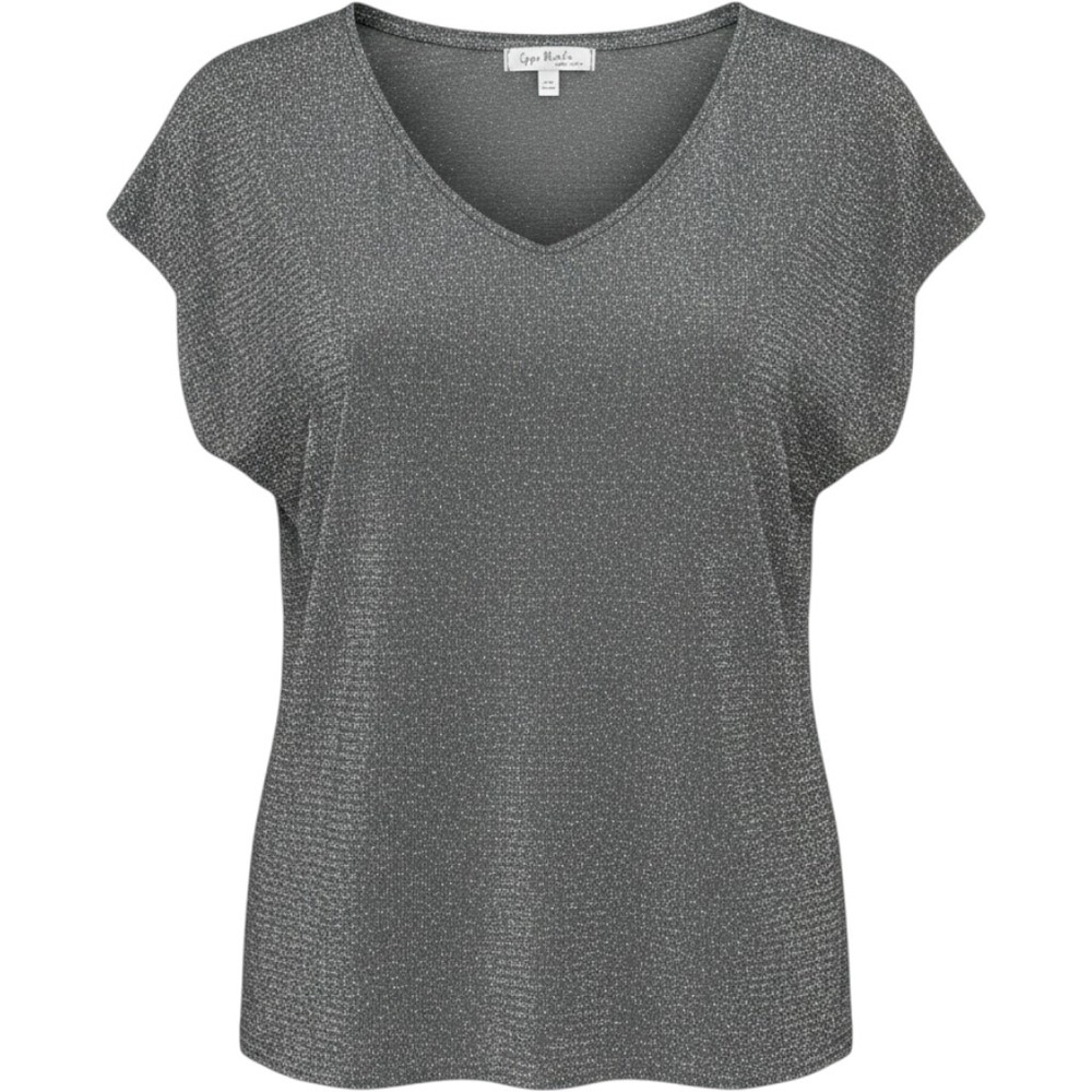 Viola Knit Top Womens One Size Silver Excellent Metallic V-Neck Made in Italy